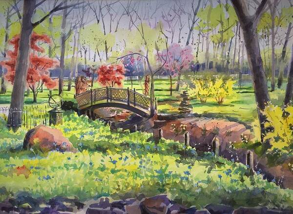  Art Print featuring the painting Springtime Backyard by Spencer Meagher