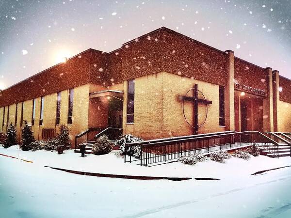 Church Art Print featuring the photograph St. Isaac Jogues in the Snow by Chris Montcalmo