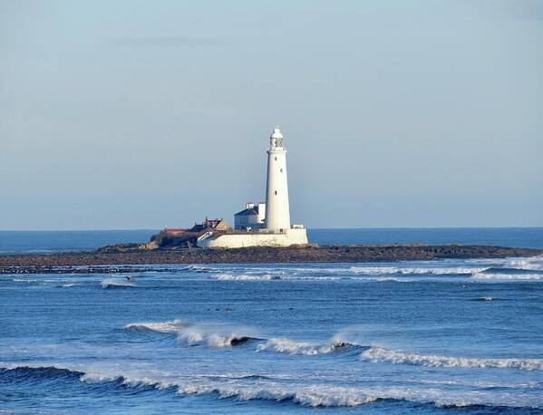 England Art Print featuring the photograph St Mary's Lighthouse Whitley Bay by Mr Bell Travels