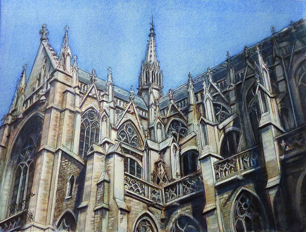 Architecture Art Print featuring the painting St. Peter and St. Paul's Church, Ostend, Belgium by Henrieta Maneva