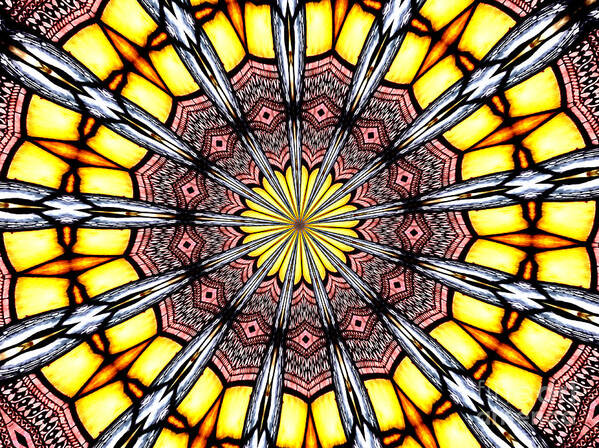 Stained Glass Window Art Print featuring the photograph Stained Glass Kaleidoscope 23 by Rose Santuci-Sofranko