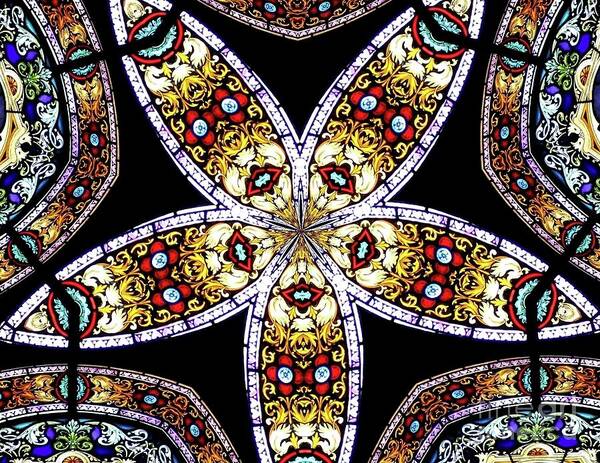 Stained Glass Window Art Print featuring the photograph Stained Glass Kaleidoscope 50 by Rose Santuci-Sofranko