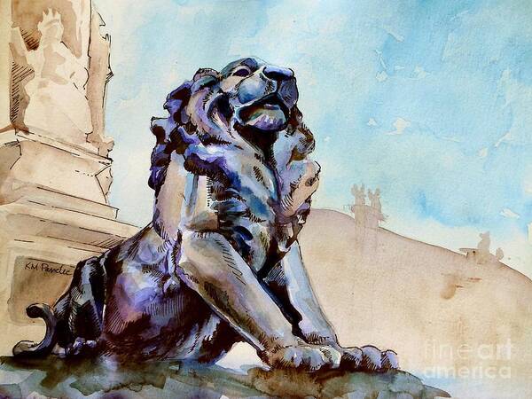 Statue Art Print featuring the painting Standing Guard by K M Pawelec