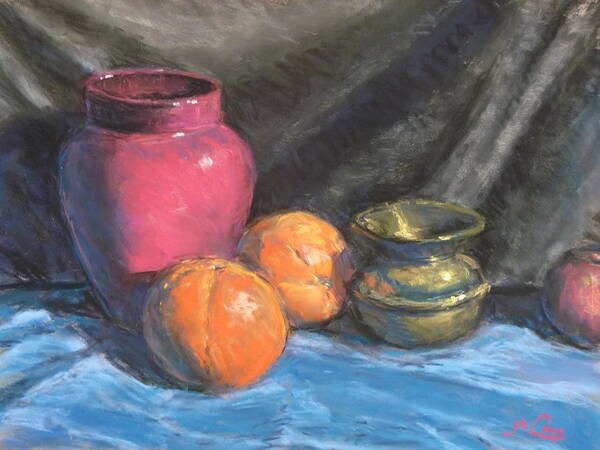 Impressionist Art Print featuring the painting Still life with brass urn by Michael Camp