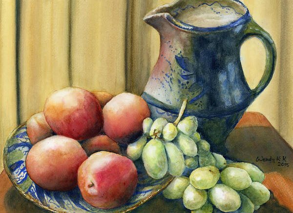 Still Life Art Print featuring the painting Still life with Fruit by Wendy Keeney-Kennicutt