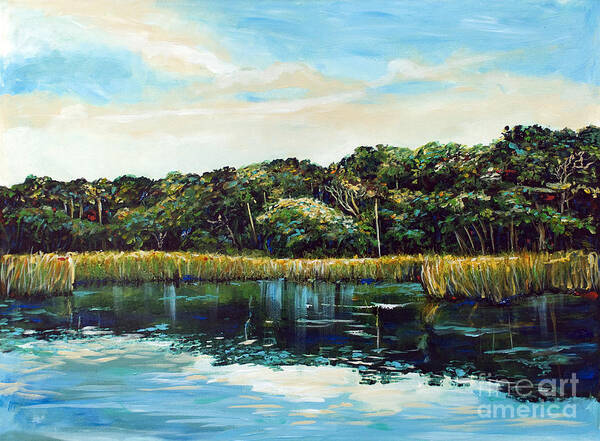 Intracoastal Waterway Art Print featuring the painting St.Johns River by Linda Olsen