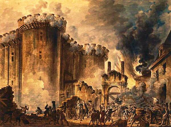Storming Of The Bastille Art Print featuring the painting Storming of the Bastille by Jean-Pierre Houel
