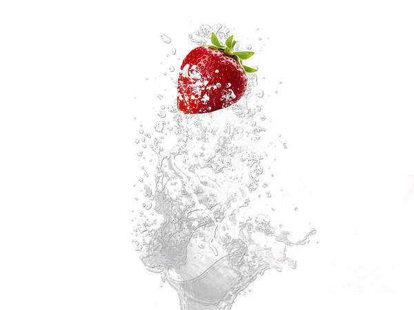 Strawberry Art Print featuring the mixed media Strawberry Splash by Marvin Blaine
