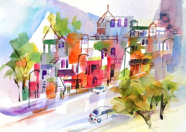 Montreal Art Print featuring the painting Stroll in Montreal by Betty M M Wong