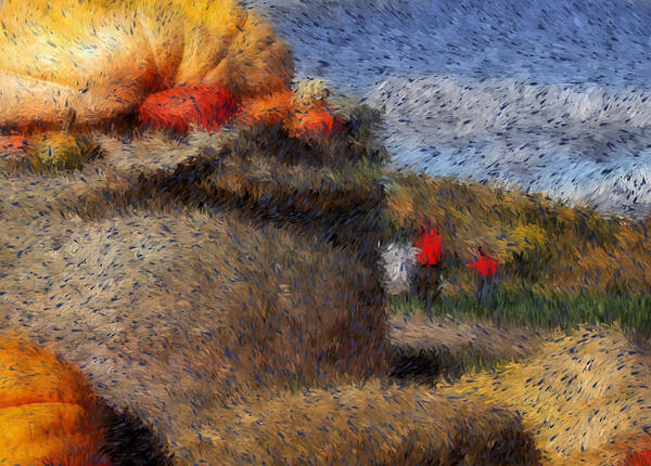 Digital Painting Art Print featuring the digital art Strolling Through Autumn by Tingy Wende