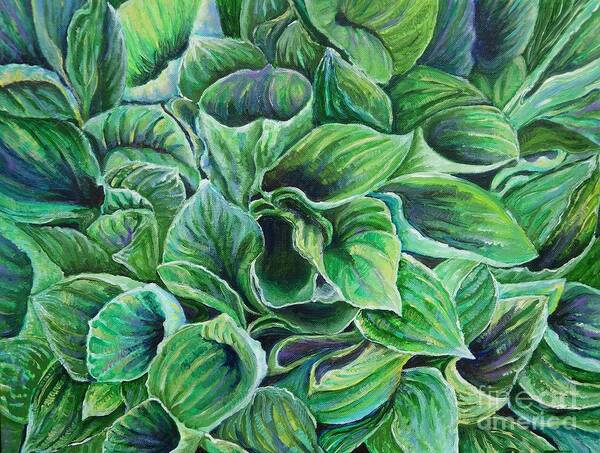 Sum And Substance Art Print featuring the painting Sum and Substance Hosta by Linda Markwardt