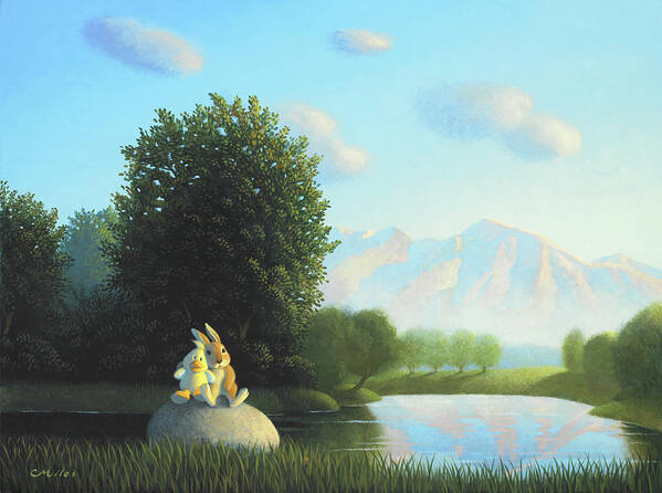 Rabbit Art Print featuring the painting Summertime by Chris Miles