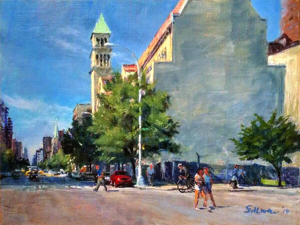 Landscape Art Print featuring the painting Summer Morning near St. Michael's Church, Amsterdam Ave. by Peter Salwen