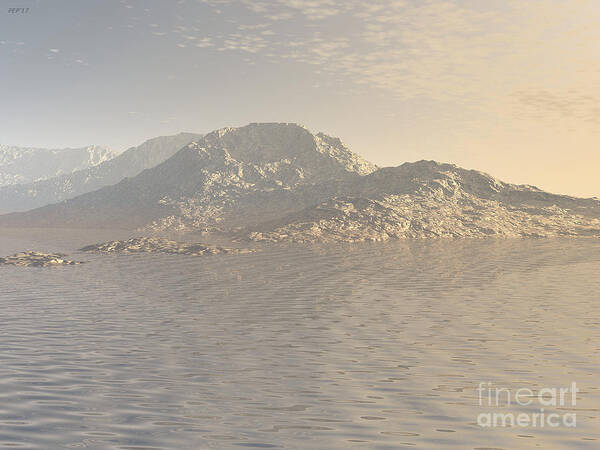 Mountains Art Print featuring the digital art Sunrise Mountains Landscape by Phil Perkins