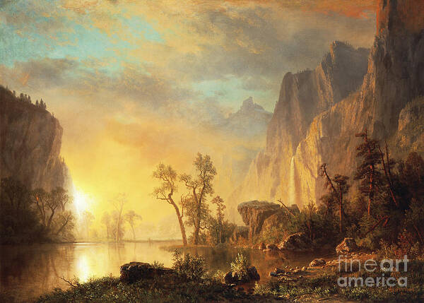 Sunset in the Rockies Art Print by Albert Bierstadt