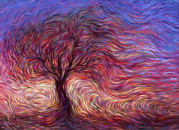Tree Art Print featuring the painting Sunset Tree by Hans Droog