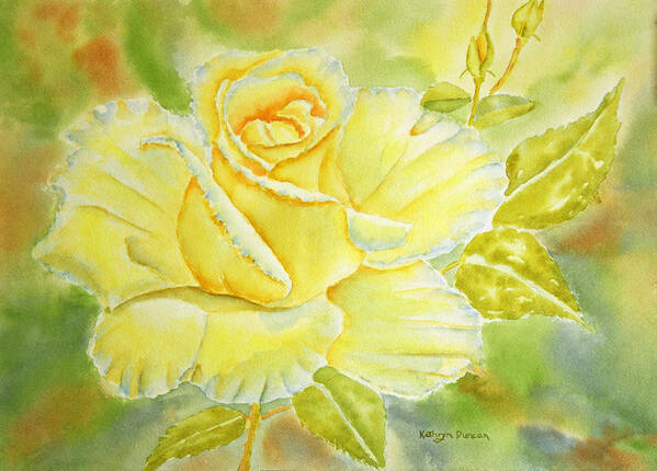 Rose Art Print featuring the painting Sunshine Rose by Kathryn Duncan