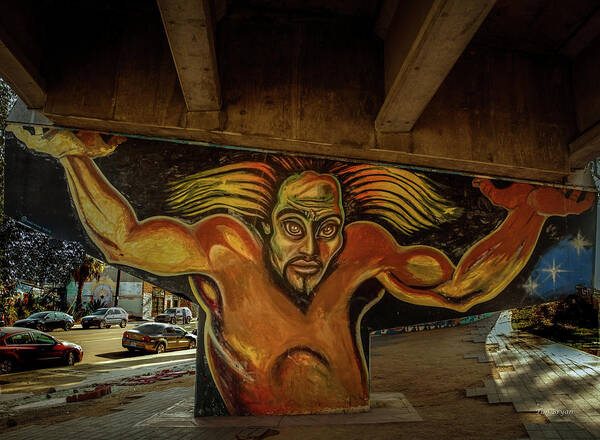 Chicano Park Art Print featuring the photograph Supporting the Offramp by Tim Bryan