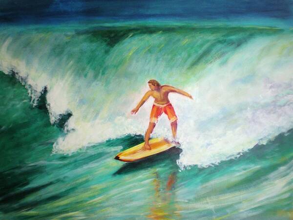 Surfer Art Print featuring the painting Surfer Dude by Patricia Piffath