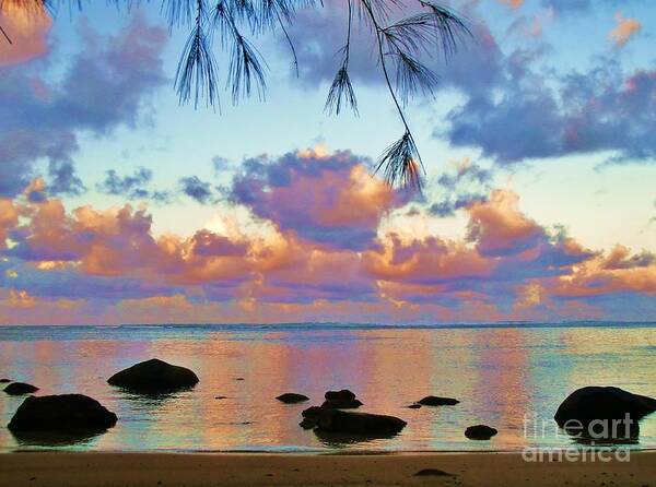 Ocean Art Print featuring the photograph Surreal Sunset by Michele Penner