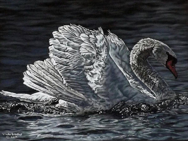 Swan Art Print featuring the painting Swan by Linda Becker