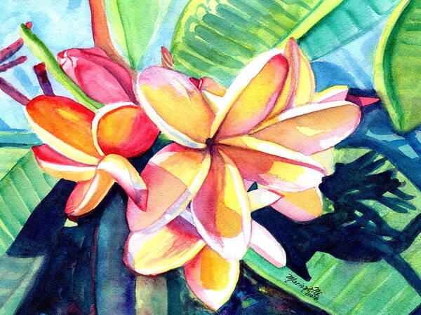 Plumeria Art Print featuring the painting Sweet Plumeria 2 by Marionette Taboniar