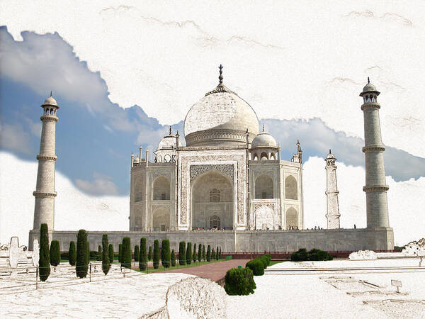 Taj Mahal Art Print featuring the digital art Taj Mahal Dreams of India by Karla Beatty