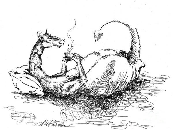 Dragon Art Print featuring the drawing Tea Etiquette by K M Pawelec