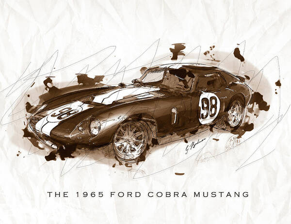 Ford Art Print featuring the digital art The 1965 Ford Cobra Mustang by Gary Bodnar
