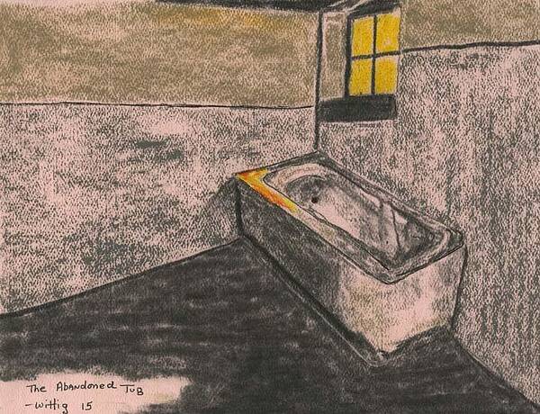 Tub Art Print featuring the drawing The Abandoned Tub by Robert Wittig