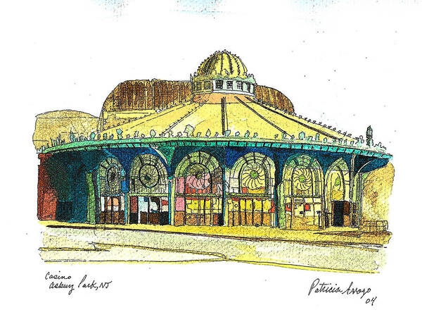 Asbury Art Art Print featuring the painting The Asbury Park Casino by Patricia Arroyo
