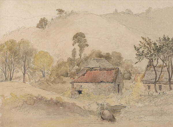 Samuel Palmer Art Print featuring the painting The Barns by Samuel Palmer
