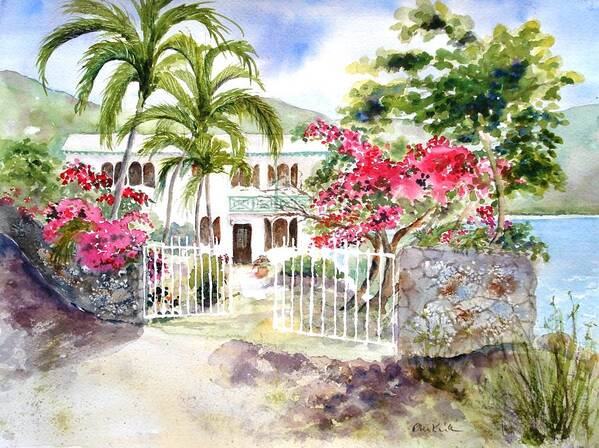 Caribbean Art Print featuring the painting The Beach House by Diane Kirk