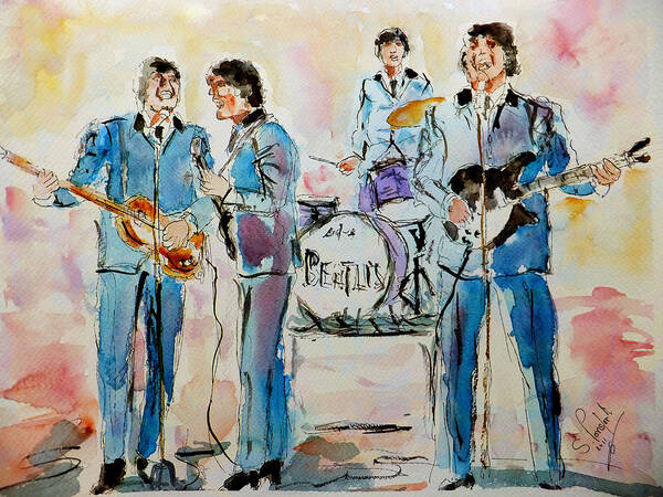 Beatles Art Print featuring the painting The Beatles by Steven Ponsford