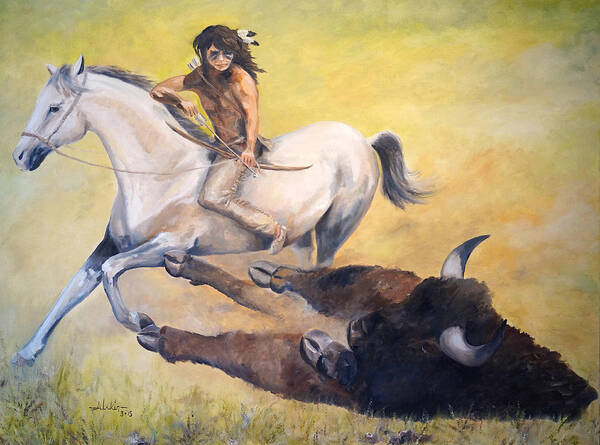 Buffalo Art Print featuring the painting The Blessing by Alan Lakin