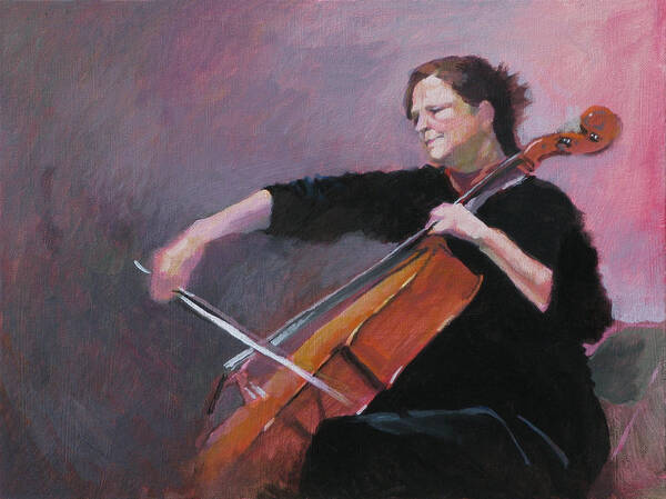 Cello Art Print featuring the painting The Cellist by Robert Bissett