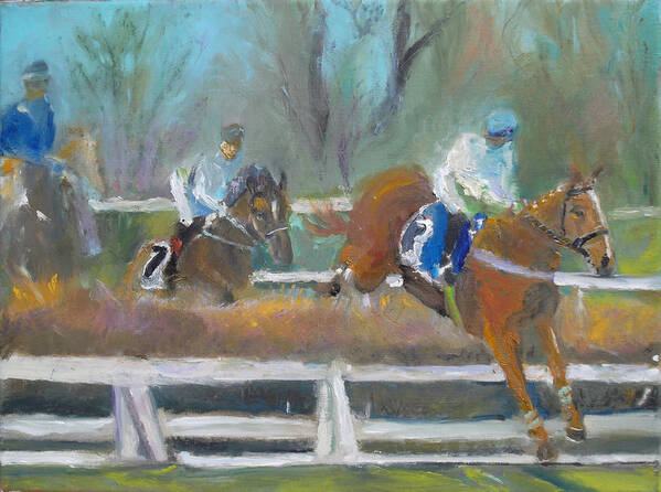 Horses Art Print featuring the painting The Chase by Susan Esbensen