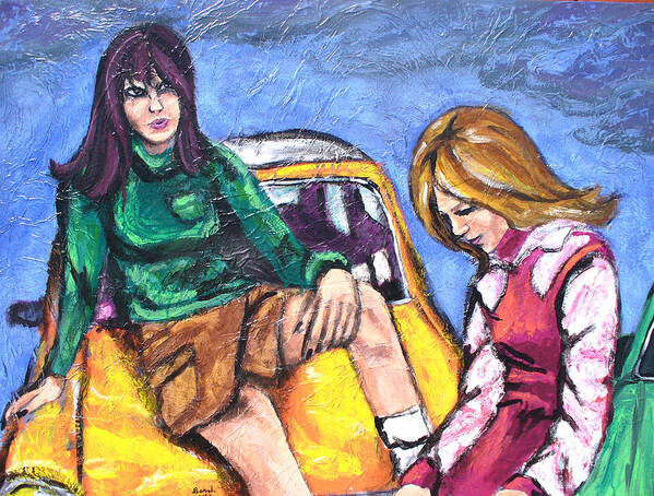 Girls Art Print featuring the painting The Chat by Sarah Crumpler