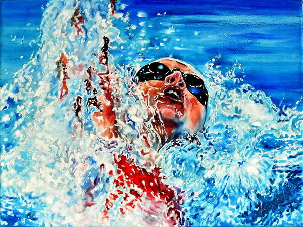 Swimmer Art Print featuring the painting The Dream Becomes Reality by Hanne Lore Koehler