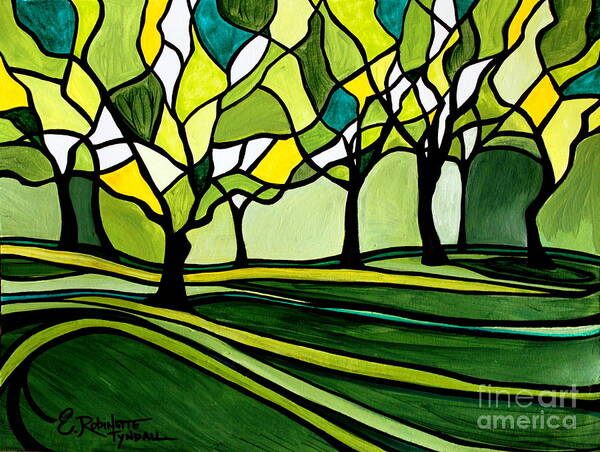 Emerald Art Print featuring the painting The Emerald Glass Forest by Elizabeth Robinette Tyndall