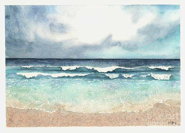 Beach Art Print featuring the painting The Forecast for Today by Hilda Wagner