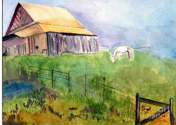 Horse Art Print featuring the painting The Horse Barn by Sandy McIntire