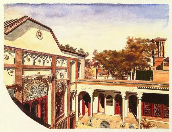 Baha'i Art Print featuring the painting The house in Tihran where Baha'u'llah was born, in1817 by Sue Podger