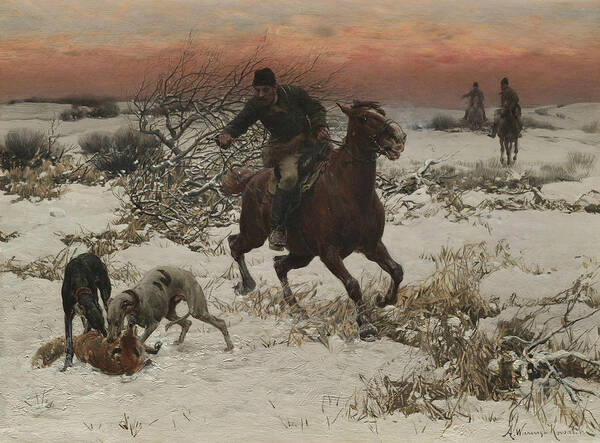 Alfred Kowalski Art Print featuring the painting The Hunters by Alfred Kowalski