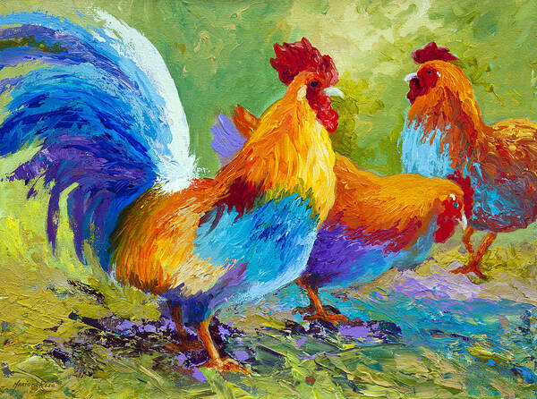 Rooster Art Print featuring the painting The Keeper by Marion Rose