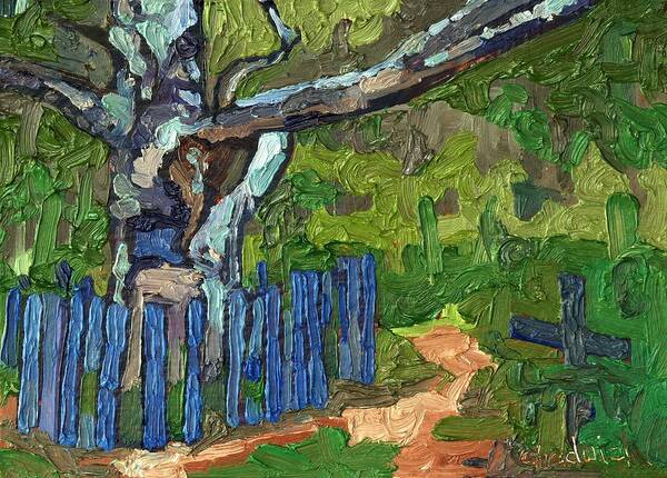 Birch Art Print featuring the painting The Old Birch by Phil Chadwick