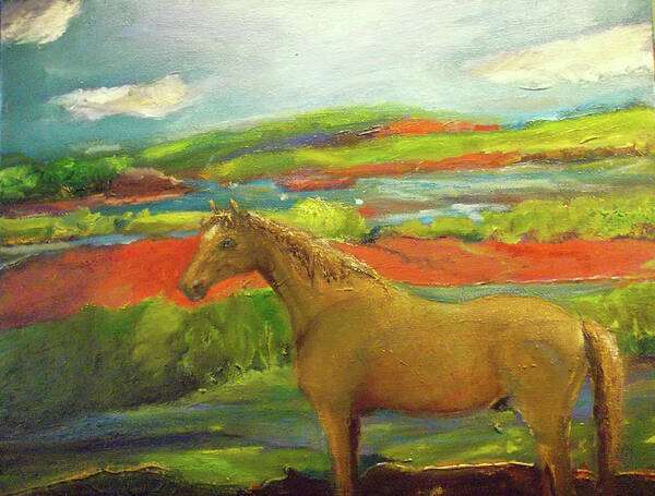 Wild Horse Art Print featuring the painting The Outlier by Susan Esbensen