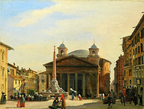 Ippolito Caffi Art Print featuring the painting The Pantheon. Rome by Ippolito Caffi