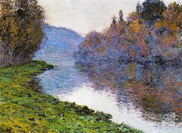 The Seine At Jenfosse Art Print featuring the painting The Seine at Jenfosse by Claude Monet