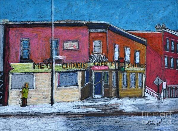 Restaurants Art Print featuring the pastel The Silver Dragon Restaurant Verdun by Reb Frost